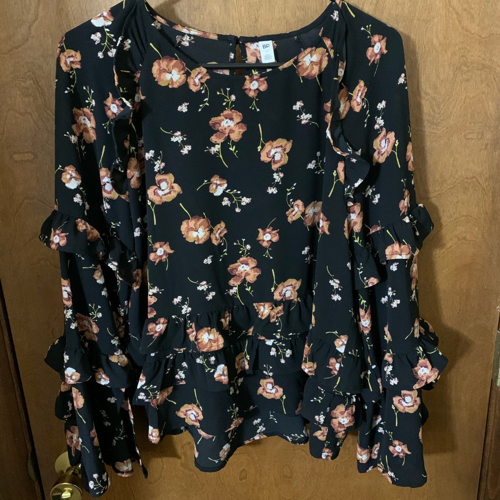 BP long flutter sleeve floral top